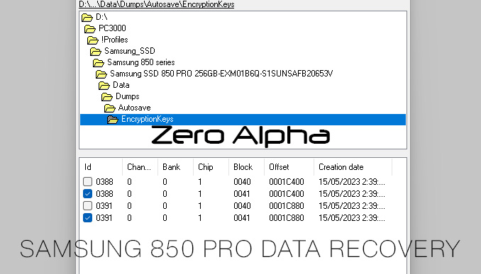 Samsung 850 Pro SSD data recovery encryption keys